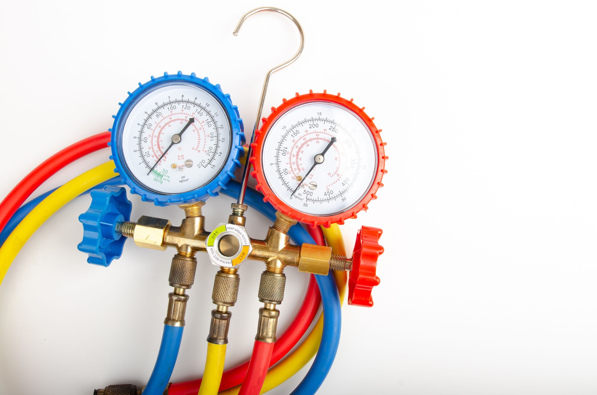 Air Conditioning Refrigerant  Pressure Gauges set isolate on white background.